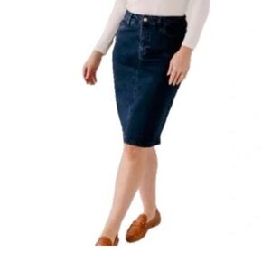 Lands' End Denim Blue Pencil Skirt